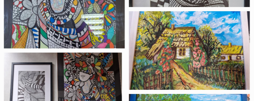 Prace naszych uczestników wykonane w pracowni rękodzieła i plastyki. 